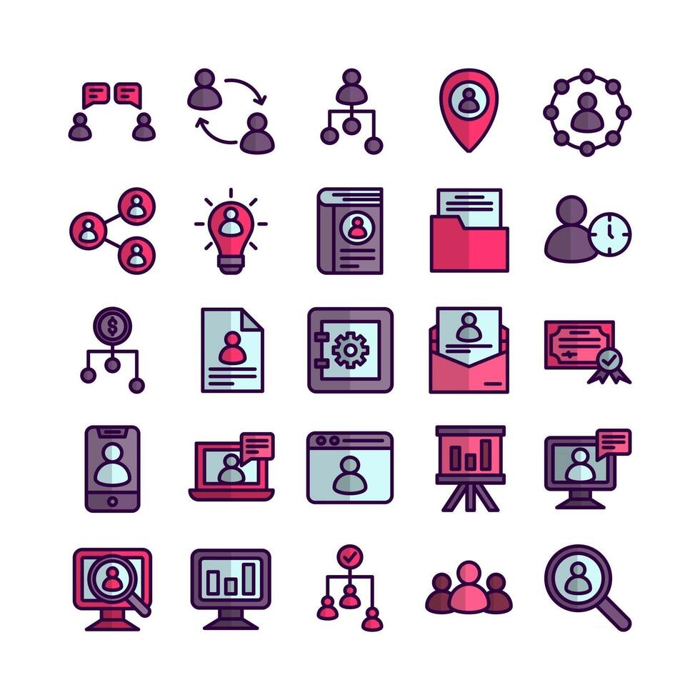 Human Resource icon set vector flat line for website mobile app presentation social media Suitable for user interface and user experience
