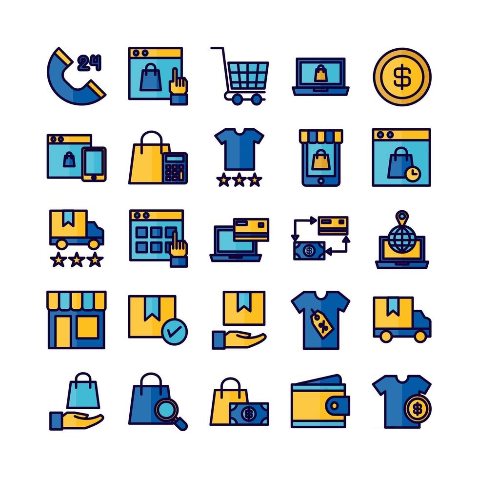 Ecommerce icon set vector flat line for website mobile app presentation social media Suitable for user interface and user experience