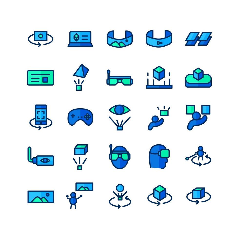 Virtual Reality icon set vector flat line for website mobile app presentation social media Suitable for user interface and user experience