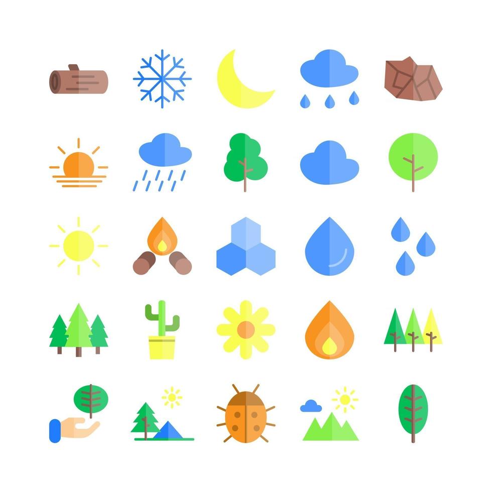 Nature icon set vector flat for website mobile app presentation social media Suitable for user interface and user experience
