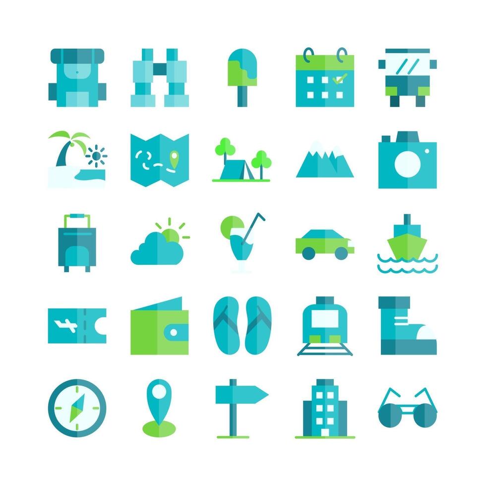 Travel icon set vector flat for website mobile app presentation social media Suitable for user interface and user experience