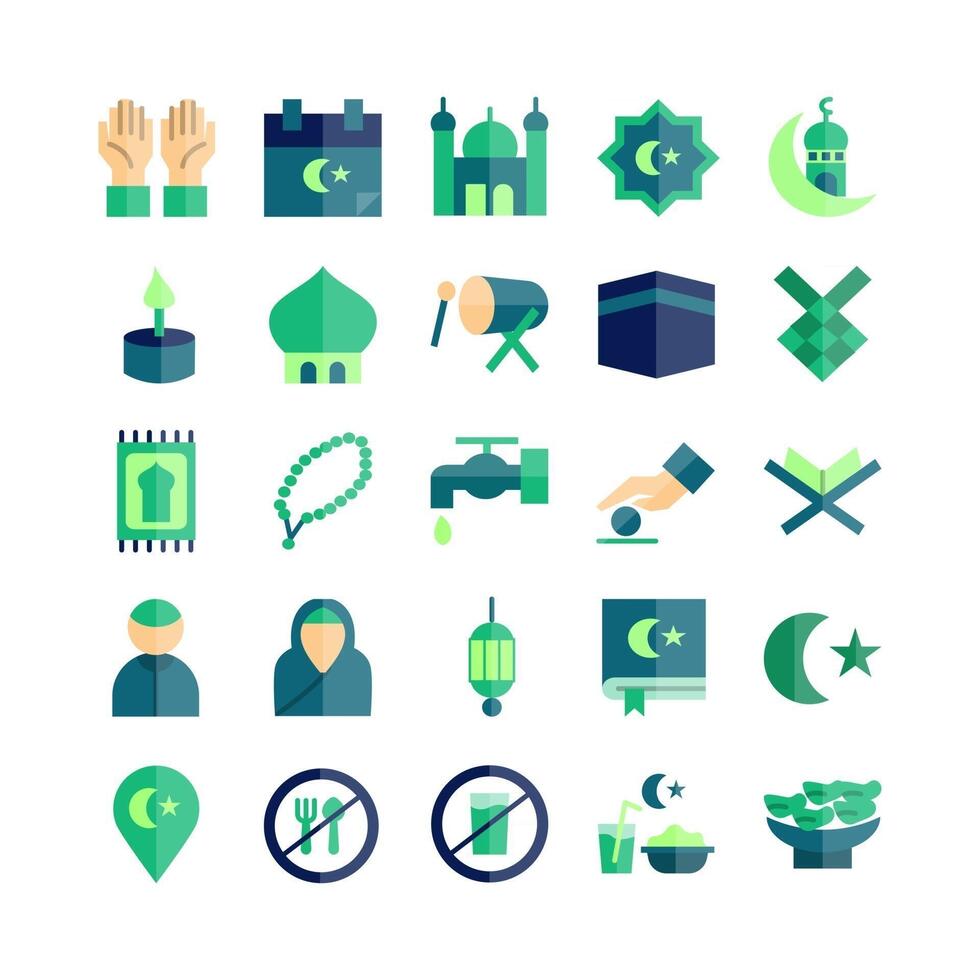 Ramadhan icon set vector flat for website mobile app presentation social media Suitable for user interface and user experience