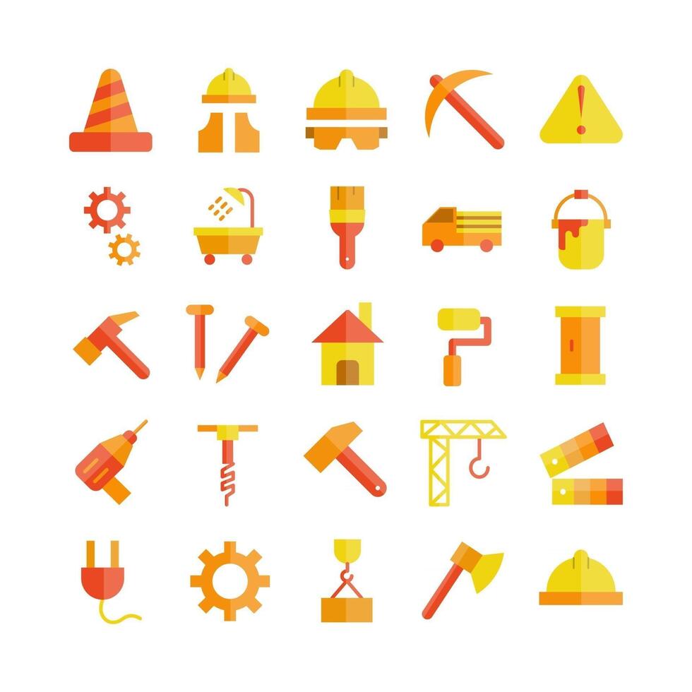 Construction icon set vector flat for website mobile app presentation social media Suitable for user interface and user experience