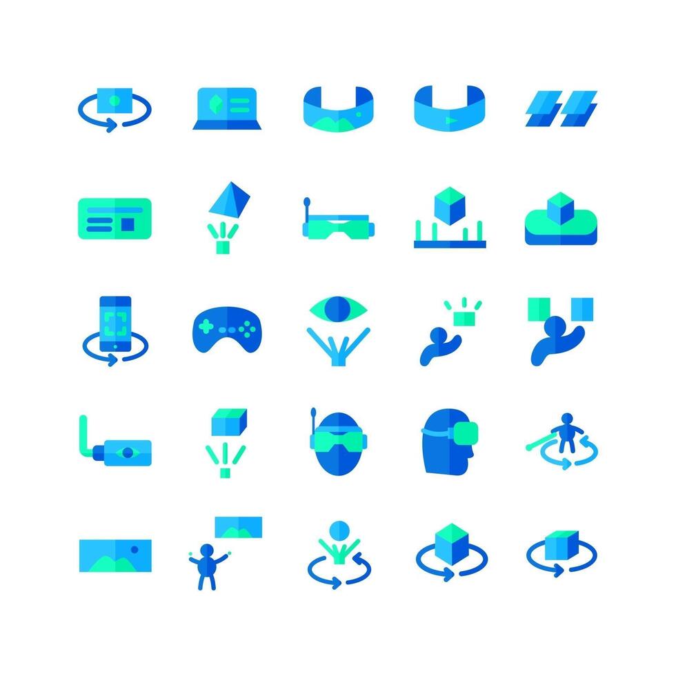 Virtual Reality icon set vector flat for website mobile app presentation social media Suitable for user interface and user experience
