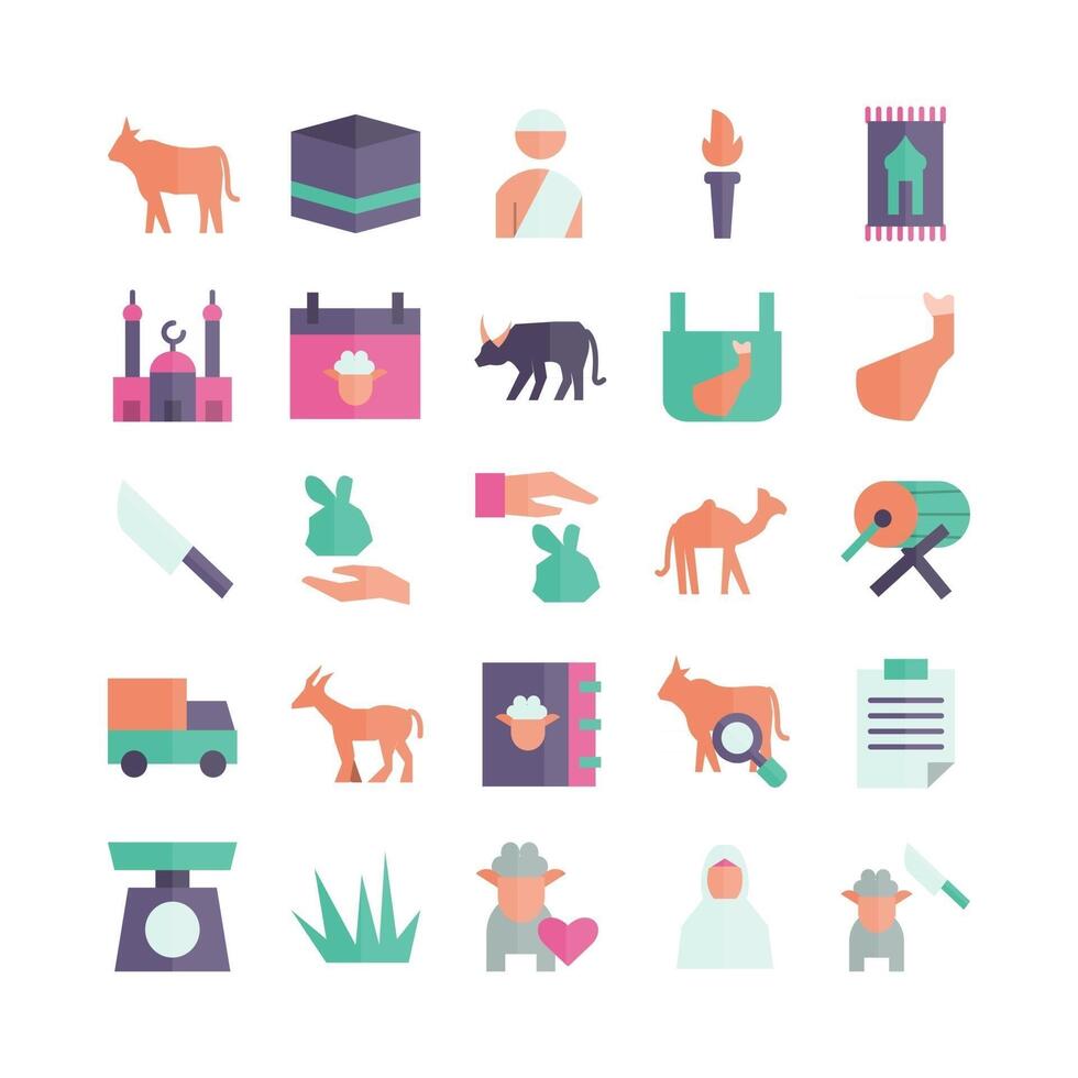 qurban icon set vector flat para la presentación de la aplicación móvil del sitio web redes sociales adecuadas para la interfaz de usuario y la experiencia del usuario