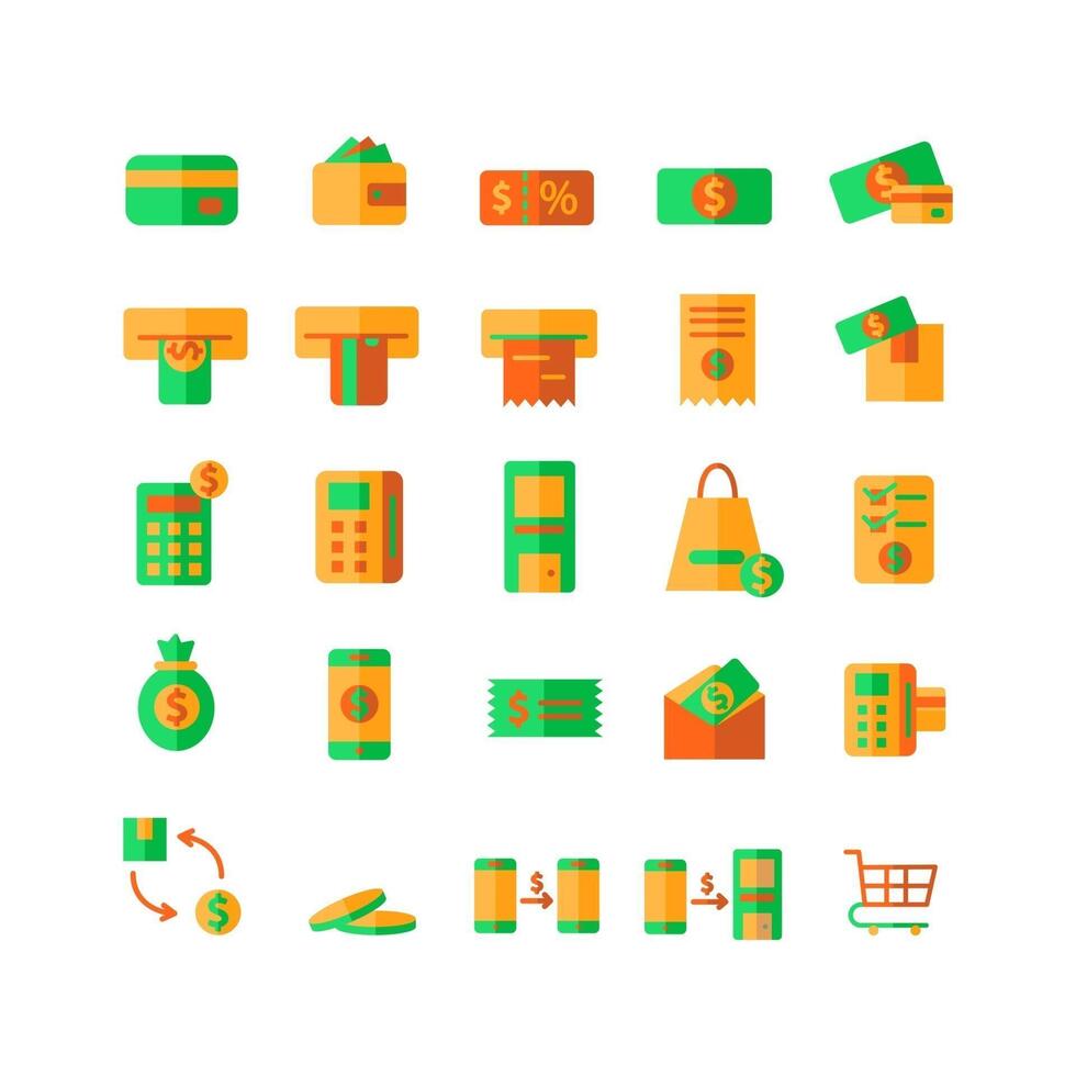 Payment icon set vector flat for website mobile app presentation social media Suitable for user interface and user experience