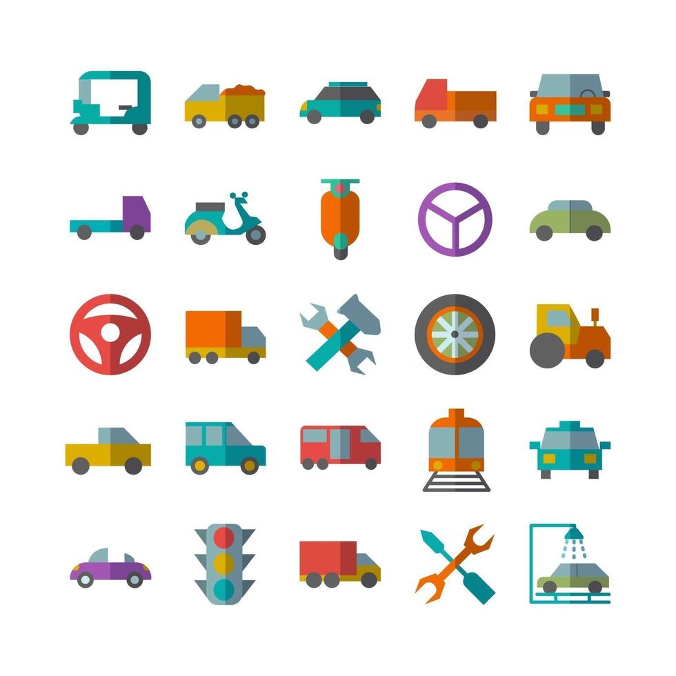 Automobile icon set vector flat for website mobile app presentation social media Suitable for user interface and user experience