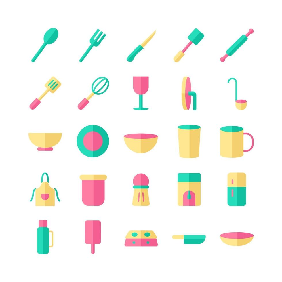 Kitchen icon set vector flat for website mobile app presentation social media Suitable for user interface and user experience