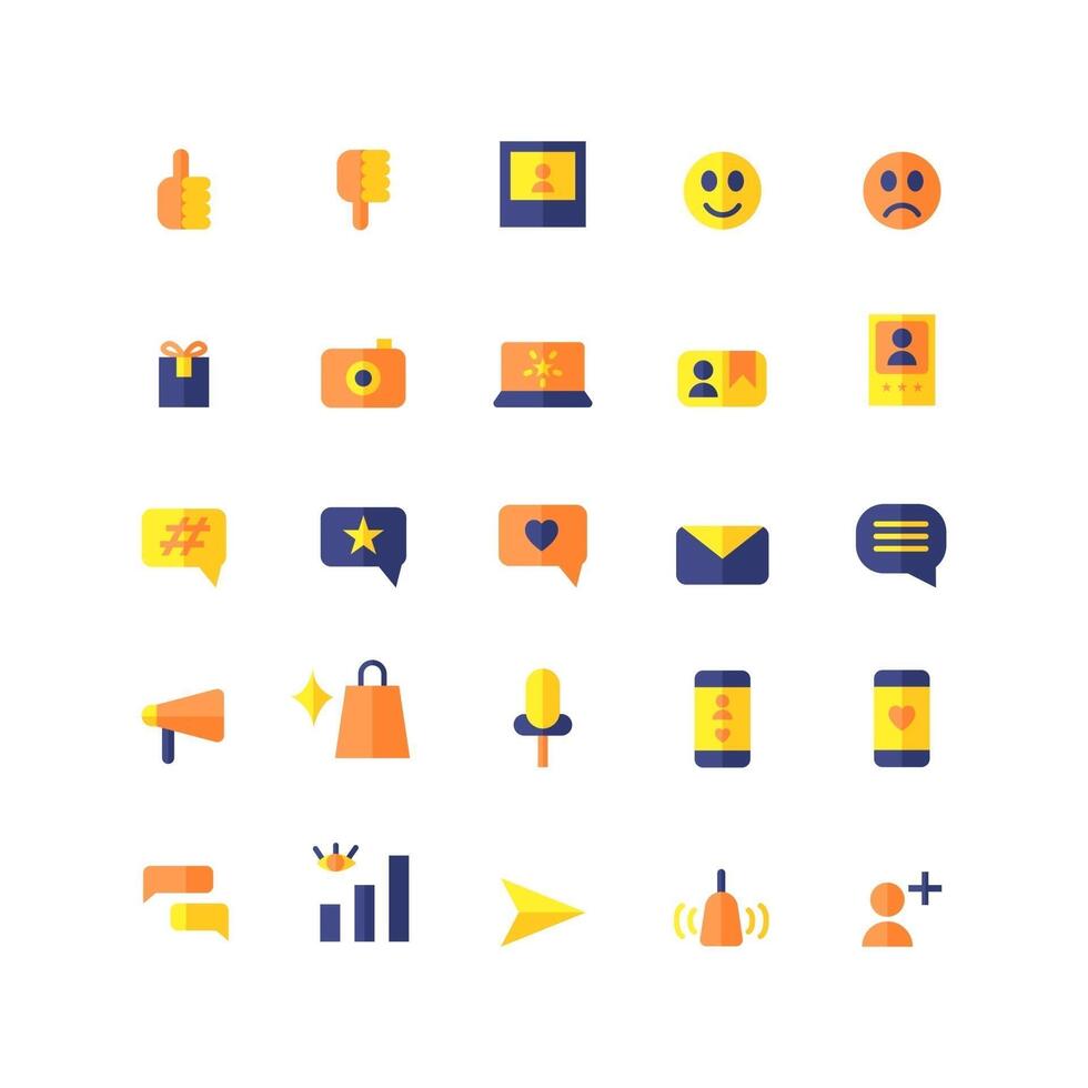 influencer icon set vector flat for website mobile app presentation social media Suitable for user interface and user experience