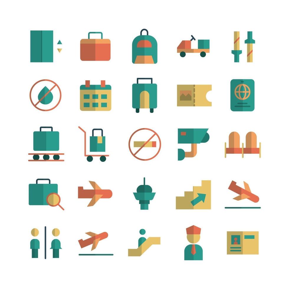 Airport icon set vector flat for website mobile app presentation social media Suitable for user interface and user experience