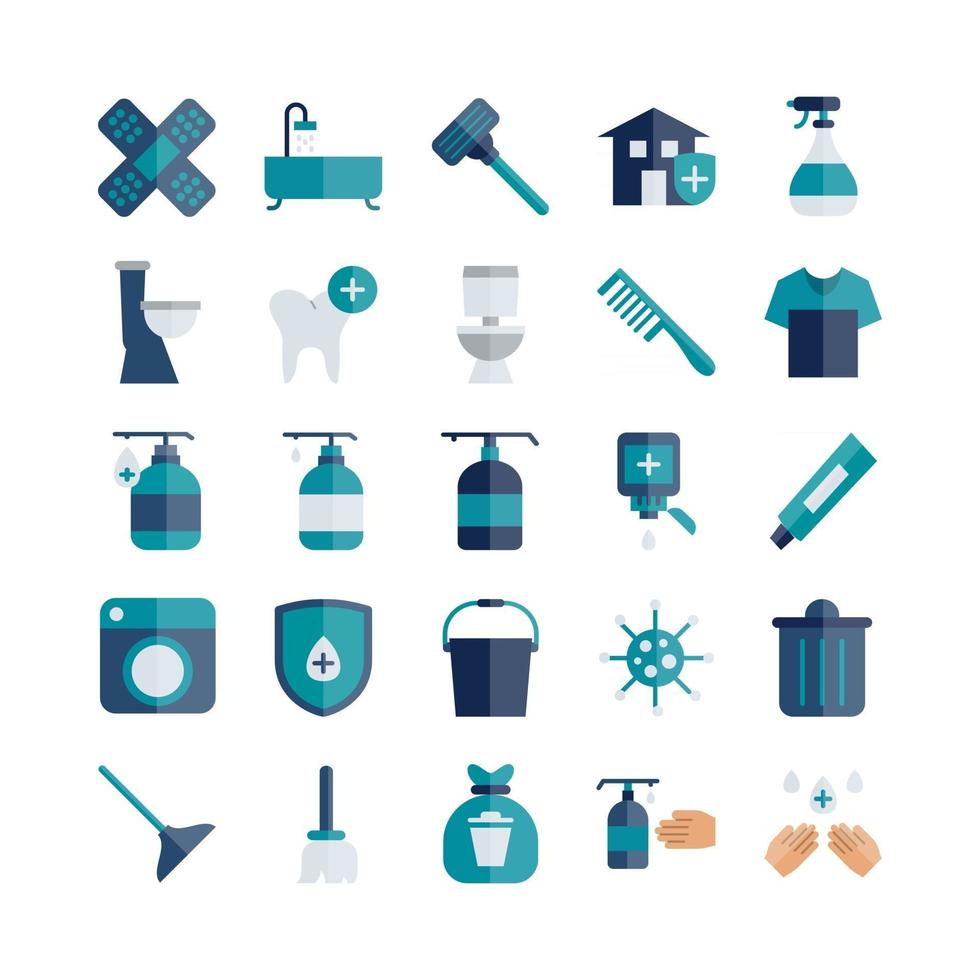 Cleaning icon set vector flat for website mobile app presentation social media Suitable for user interface and user experience