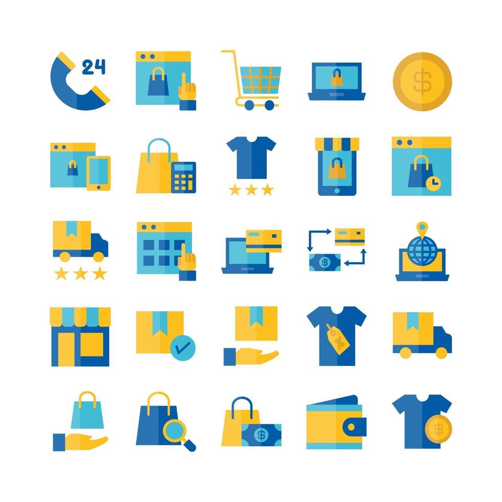 Ecommerce icon set vector flat for website mobile app presentation social media Suitable for user interface and user experience