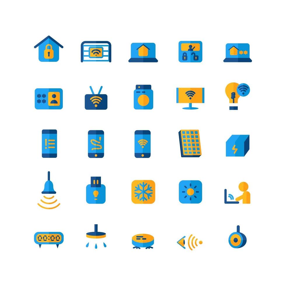 conjunto de iconos de casa inteligente vector plano para la presentación de la aplicación móvil del sitio web redes sociales adecuadas para la interfaz de usuario y la experiencia del usuario