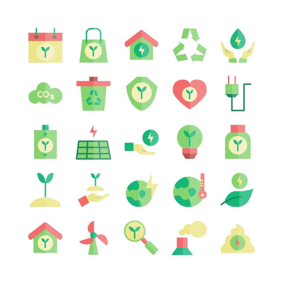 Ecology icon set vector flat for website mobile app presentation social media Suitable for user interface and user experience