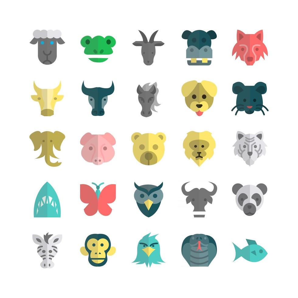 Zoo icon set vector flat for website mobile app presentation social media Suitable for user interface and user experience