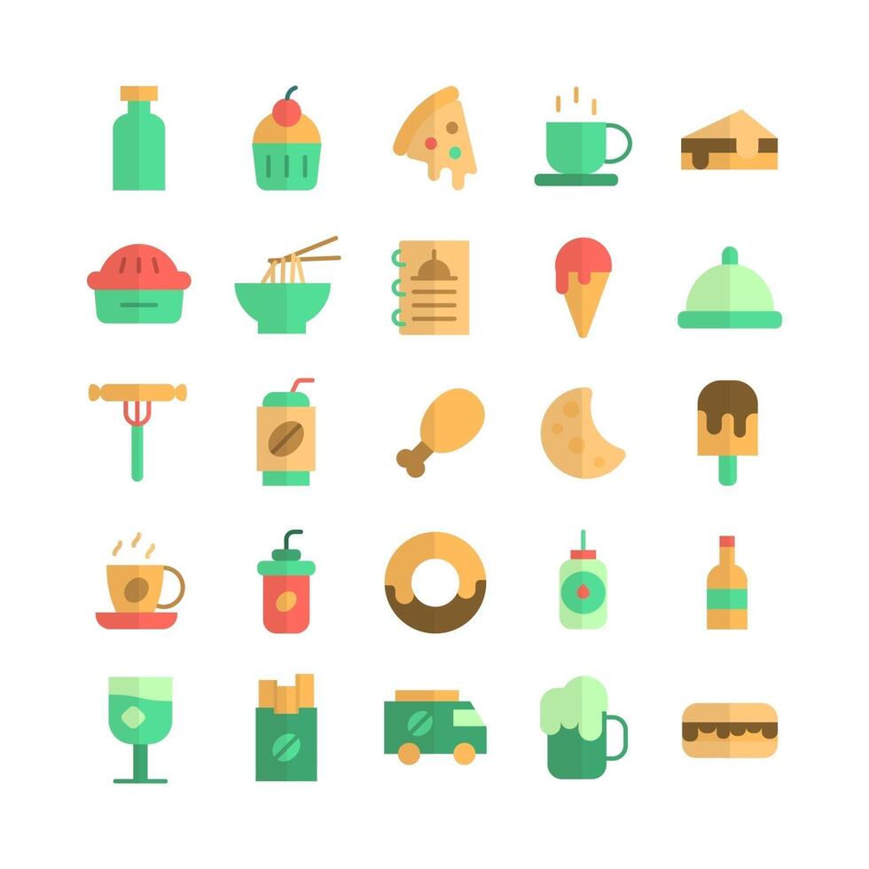 Fast Food icon set vector flat for website mobile app presentation social media Suitable for user interface and user experience