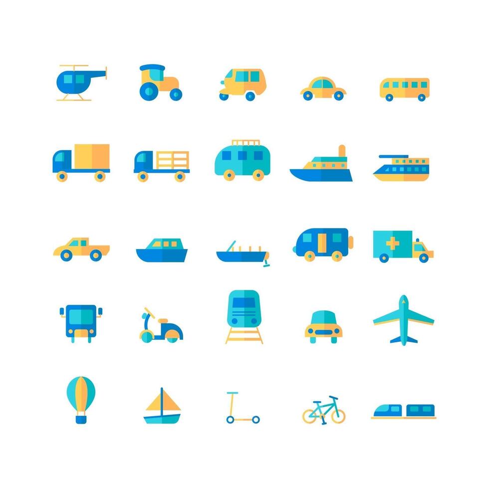 Transportation icon set vector flat for website mobile app presentation social media Suitable for user interface and user experience