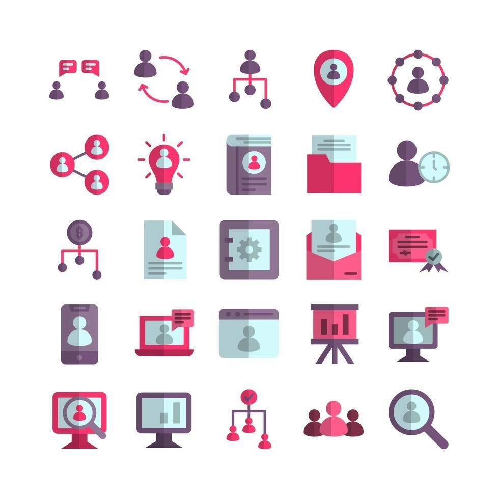Human Resource icon set vector flat for website mobile app presentation social media Suitable for user interface and user experience
