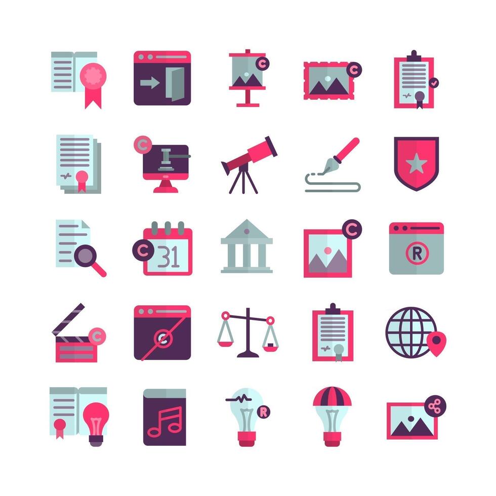Copyright icon set vector flat for website mobile app presentation social media Suitable for user interface and user experience