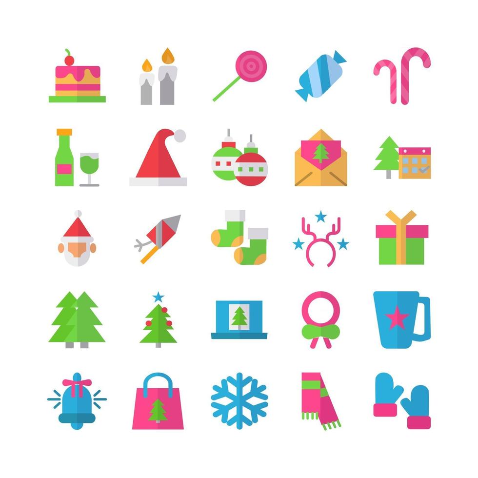 Christmas icon set vector flat for website mobile app presentation social media Suitable for user interface and user experience