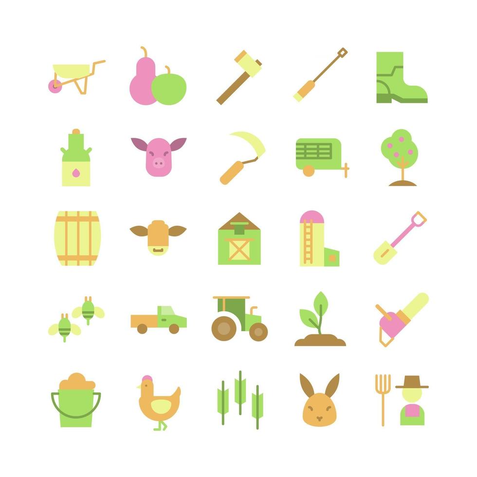 Farm icon set vector flat for website mobile app presentation social media Suitable for user interface and user experience