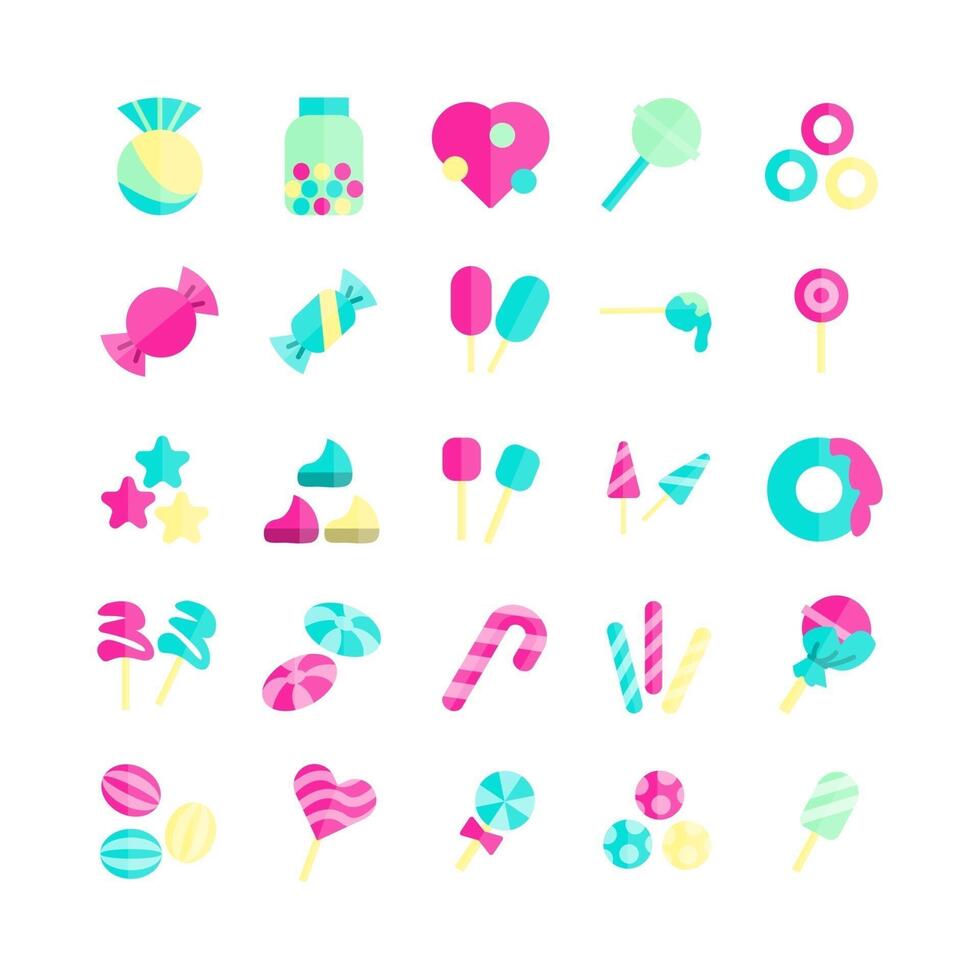 Candy icon set vector flat for website mobile app presentation social media Suitable for user interface and user experience