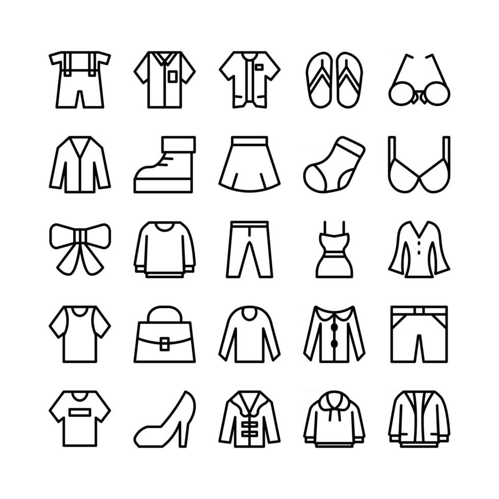 Fashion icon set vector line for website mobile app presentation social media Suitable for user interface and user experience