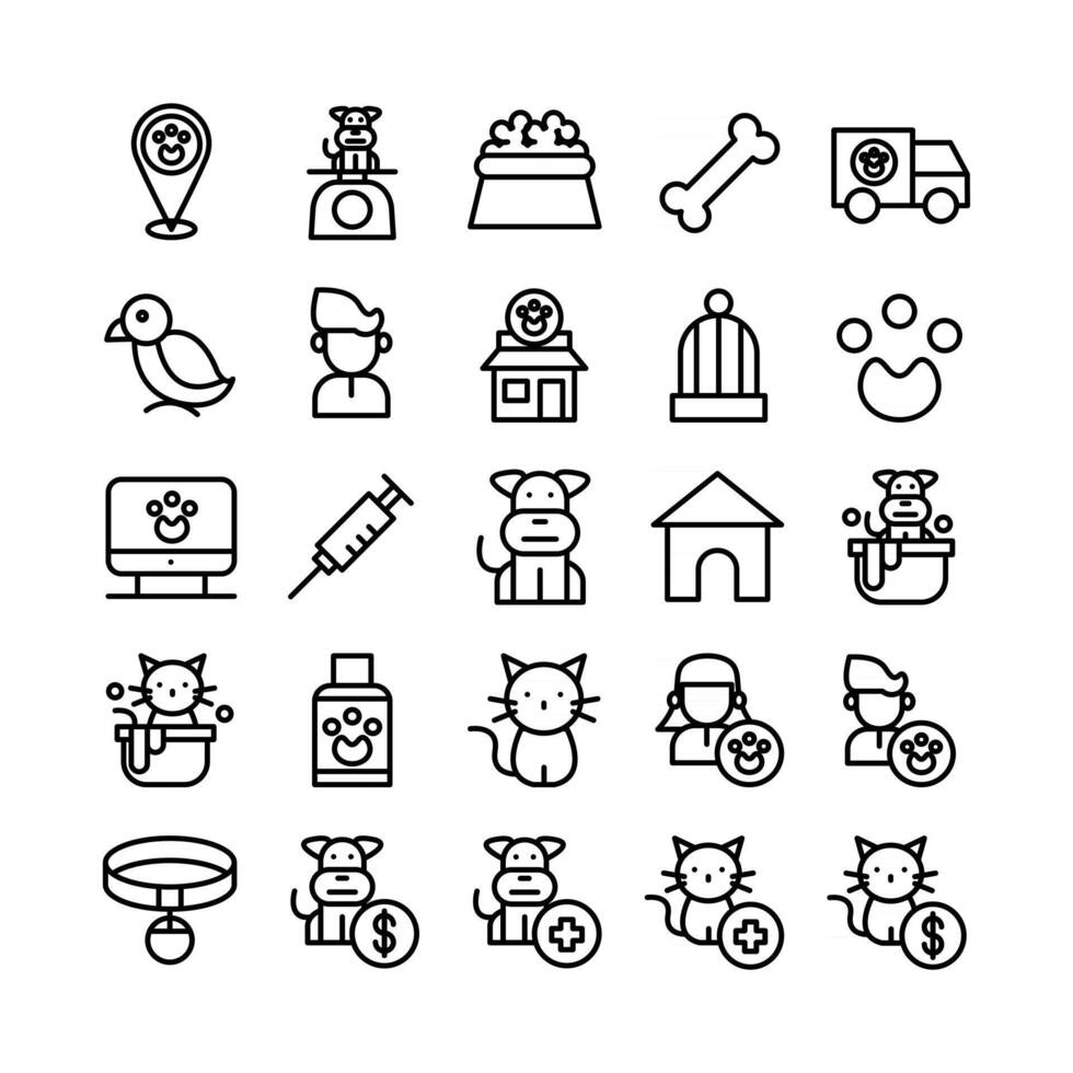 Pet icon set vector line for website mobile app presentation social media Suitable for user interface and user experience