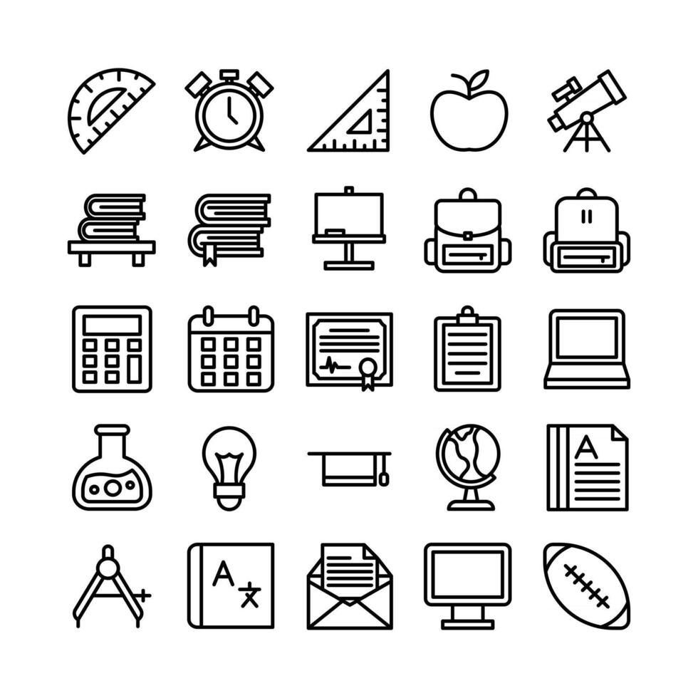 School icon set vector line for website mobile app presentation social media Suitable for user interface and user experience