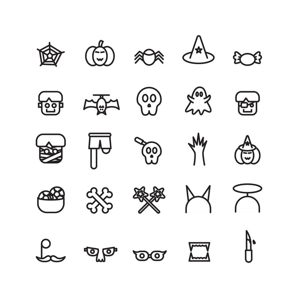 Halloween icon set vector line for website mobile app presentation social media Suitable for user interface and user experience
