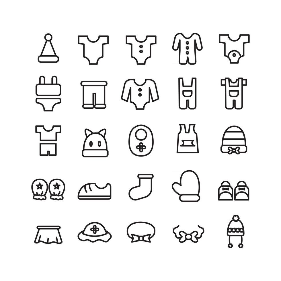 Baby Clothes icon set vector line for website mobile app presentation social media Suitable for user interface and user experience