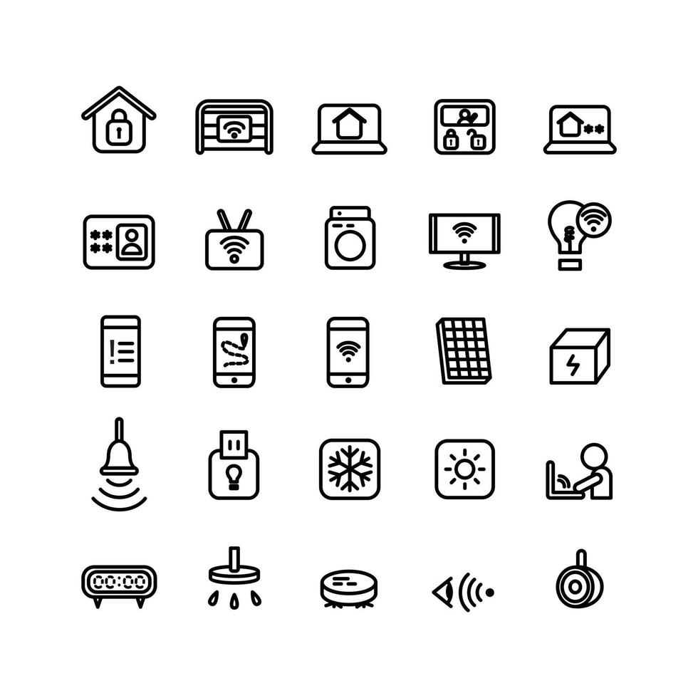 Smart Home icon set vector line for website mobile app presentation social media Suitable for user interface and user experience