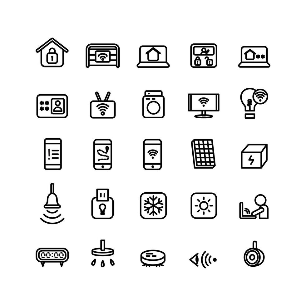Smart Home icon set vector line for website mobile app presentation social media Suitable for user interface and user experience