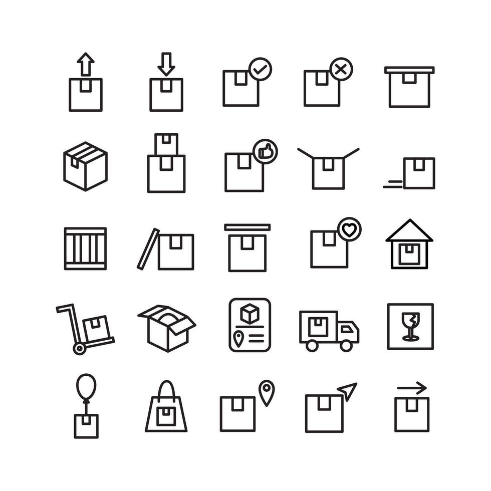 Package icon set vector line for website mobile app presentation social media Suitable for user interface and user experience