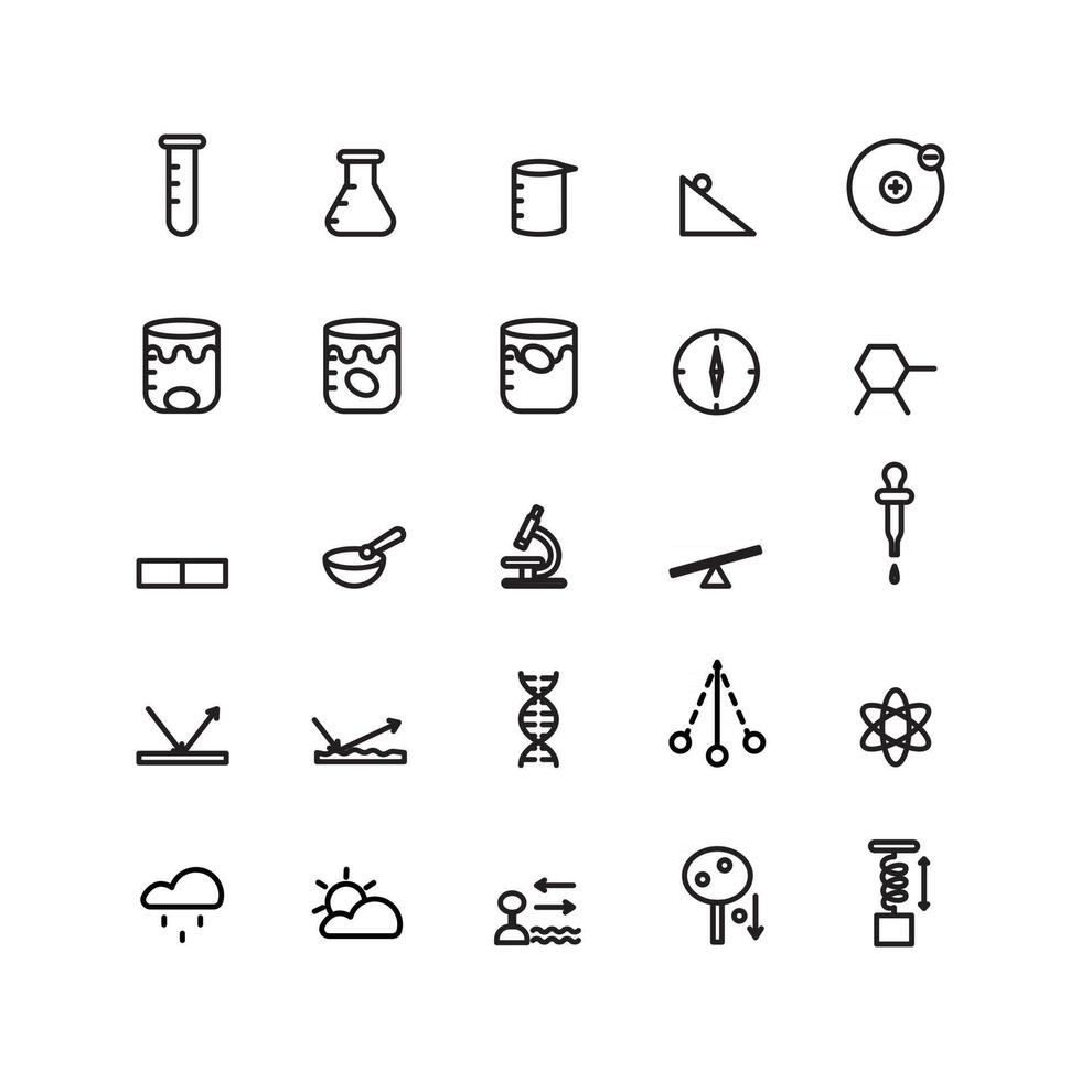 Science icon set vector line for website mobile app presentation social media Suitable for user interface and user experience