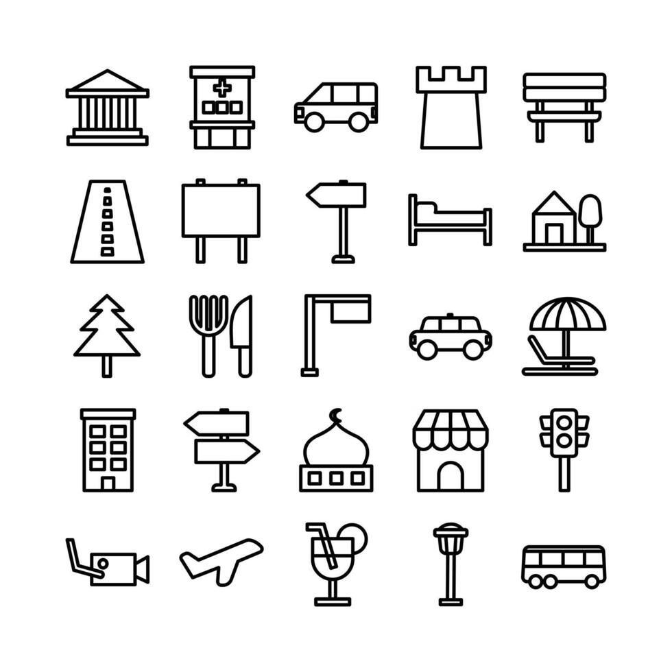 City icon set vector line for website mobile app presentation social media Suitable for user interface and user experience