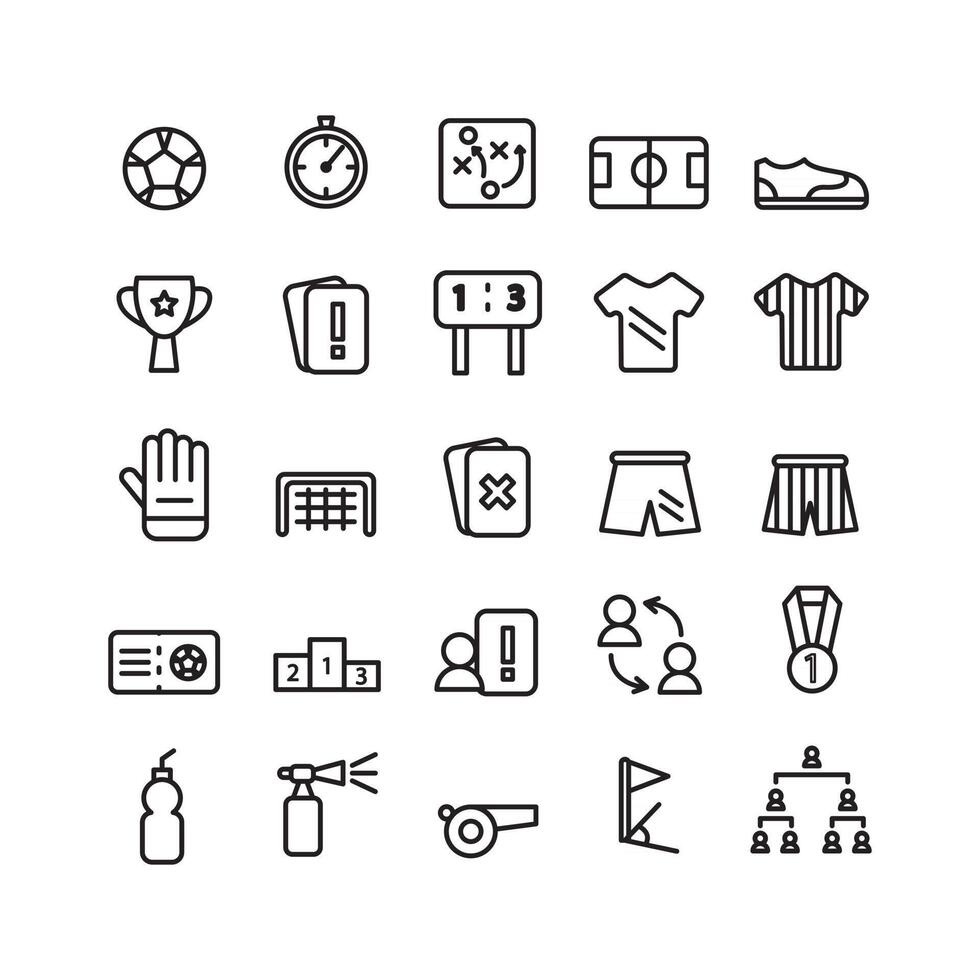 Football icon set vector line for website mobile app presentation social media Suitable for user interface and user experience