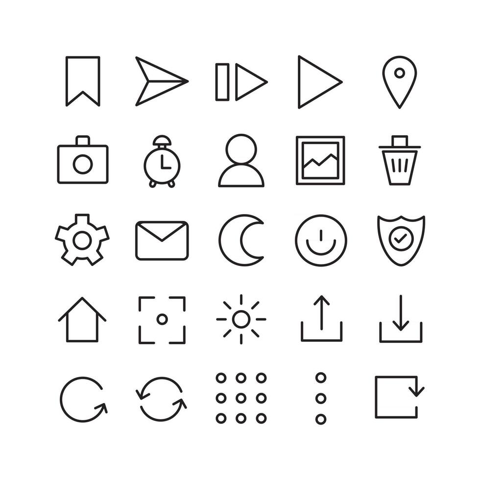 Mobile Interface icon set vector line for website mobile app presentation social media Suitable for user interface and user experience