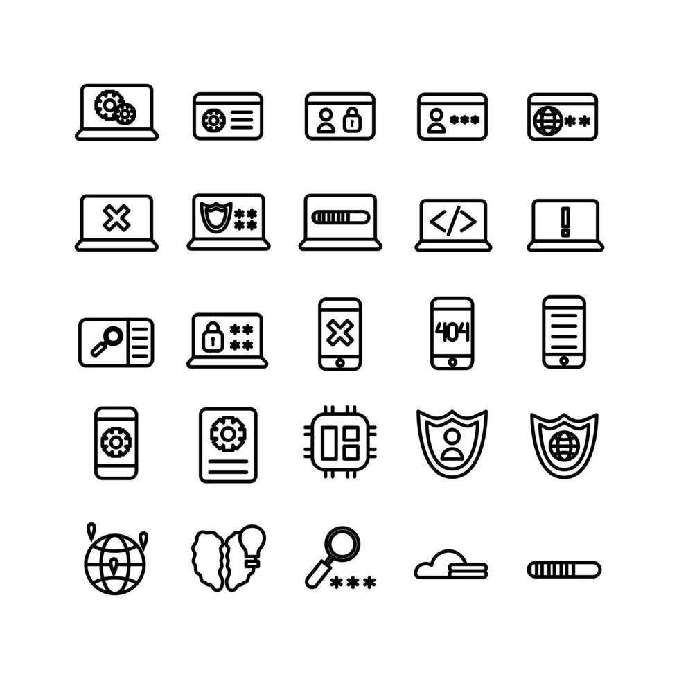 Programming icon set vector line for website mobile app presentation social media Suitable for user interface and user experience