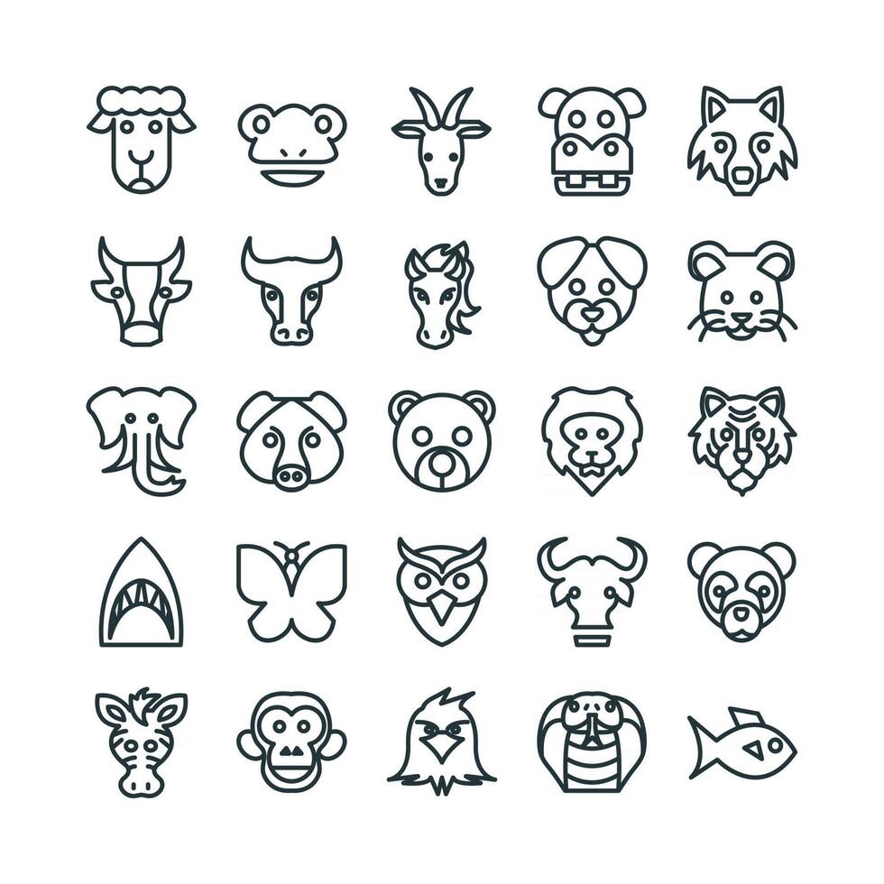 Zoo icon set vector line for website mobile app presentation social media Suitable for user interface and user experience