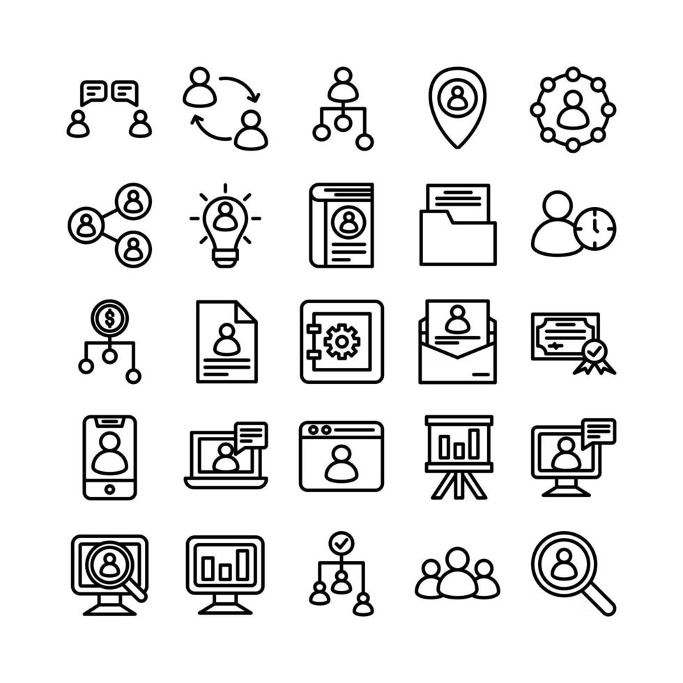 Human Resource icon set vector line for website mobile app presentation social media Suitable for user interface and user experience