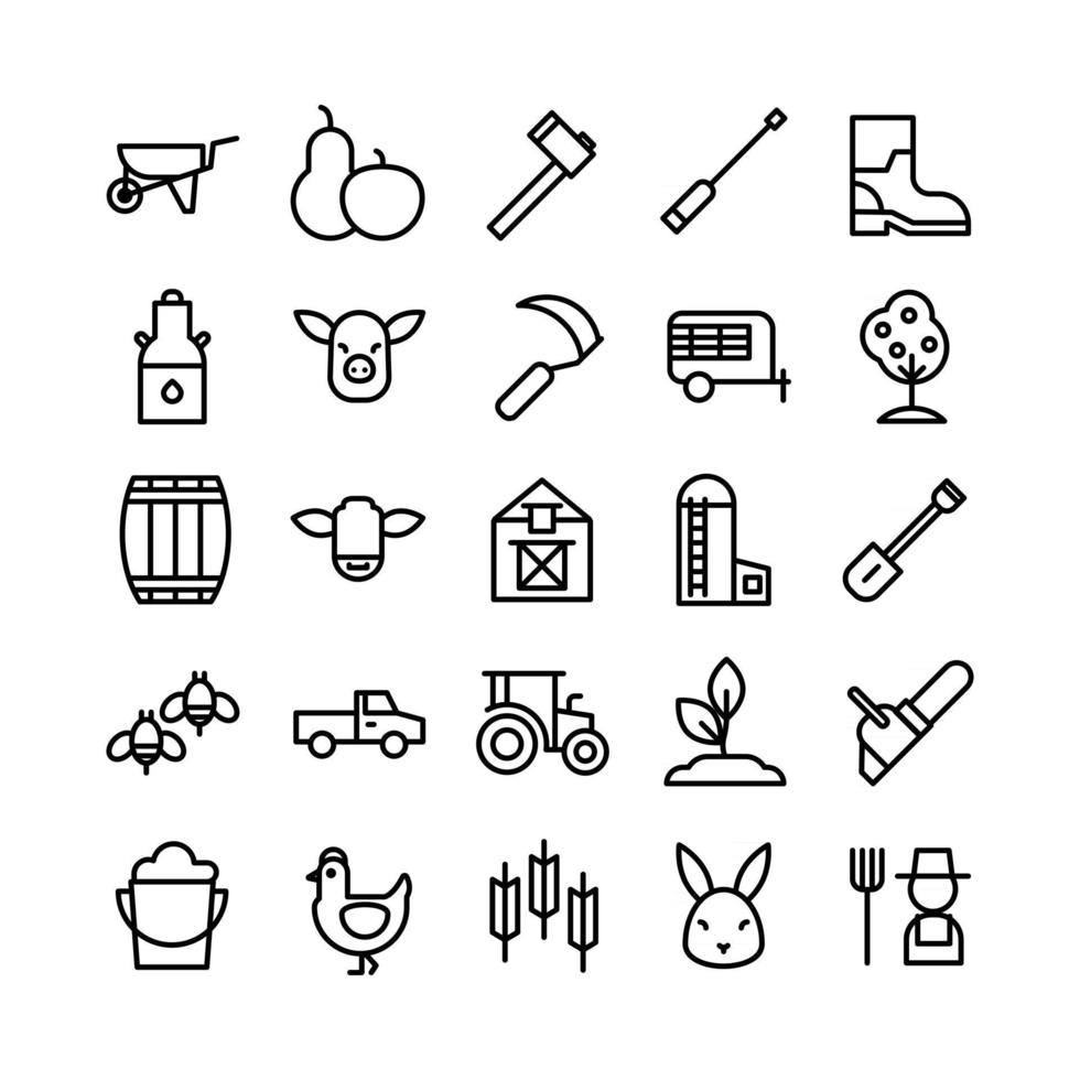 Farm icon set vector line for website mobile app presentation social media Suitable for user interface and user experience