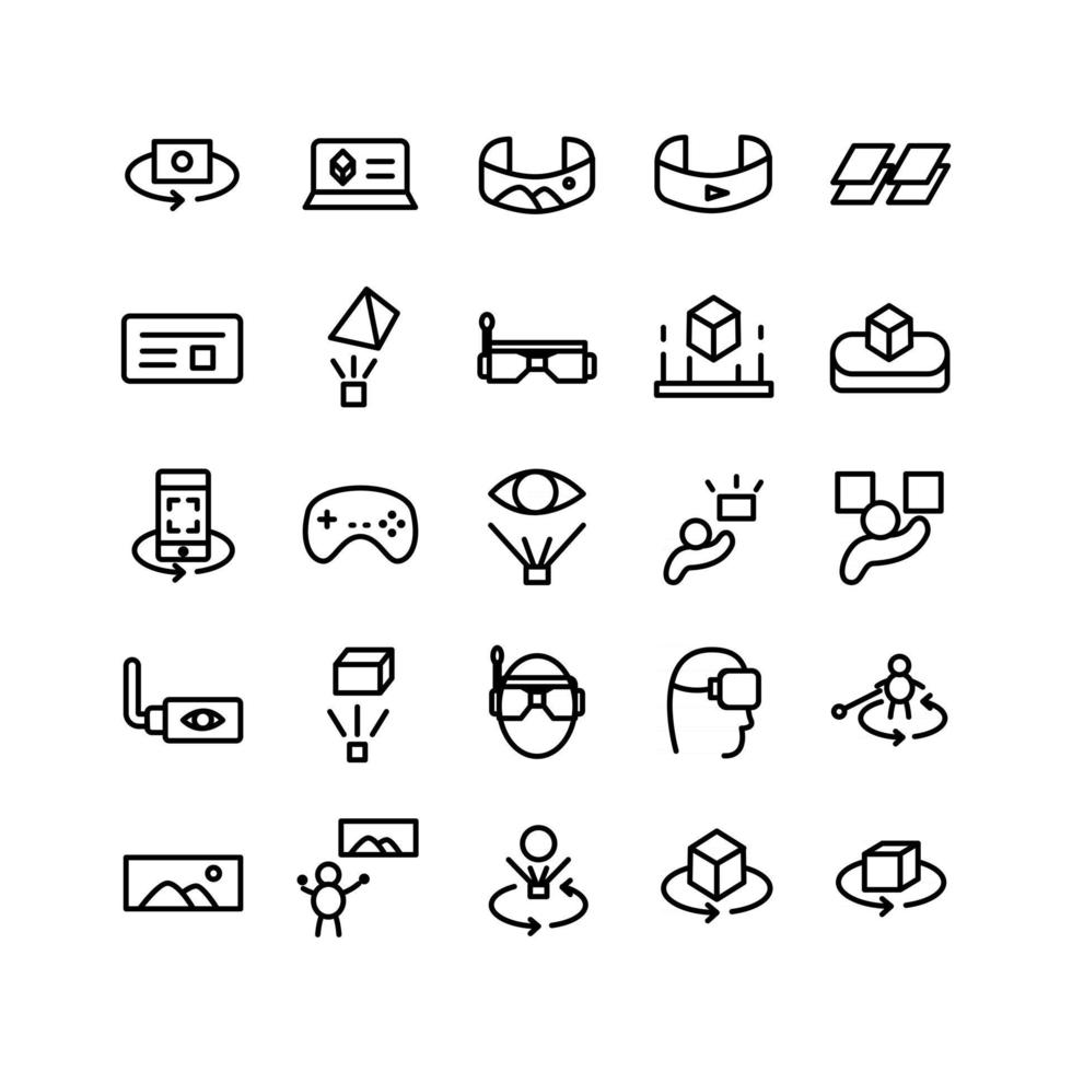 Virtual Reality icon set vector line for website mobile app presentation social media Suitable for user interface and user experience
