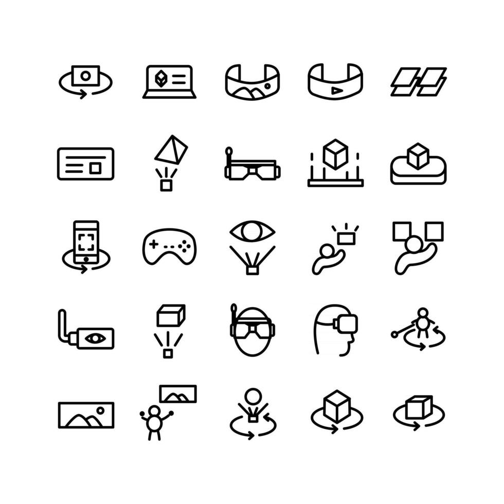 Virtual Reality icon set vector line for website mobile app presentation social media Suitable for user interface and user experience