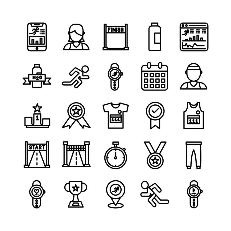 Running icon set vector line for website mobile app presentation social media Suitable for user interface and user experience