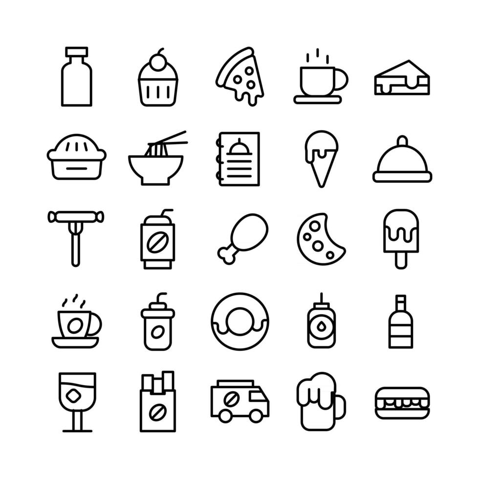 Fast Food icon set vector line for website mobile app presentation social media Suitable for user interface and user experience