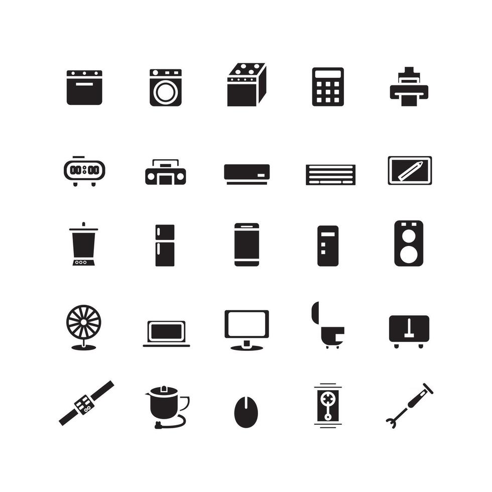 Device icon set vector solid for website mobile app presentation social media Suitable for user interface and user experience