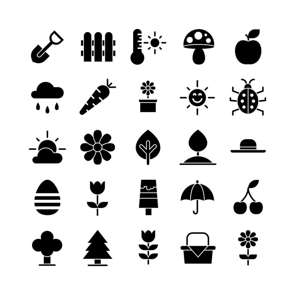 Spring icon set vector solid for website mobile app presentation social media Suitable for user interface and user experience