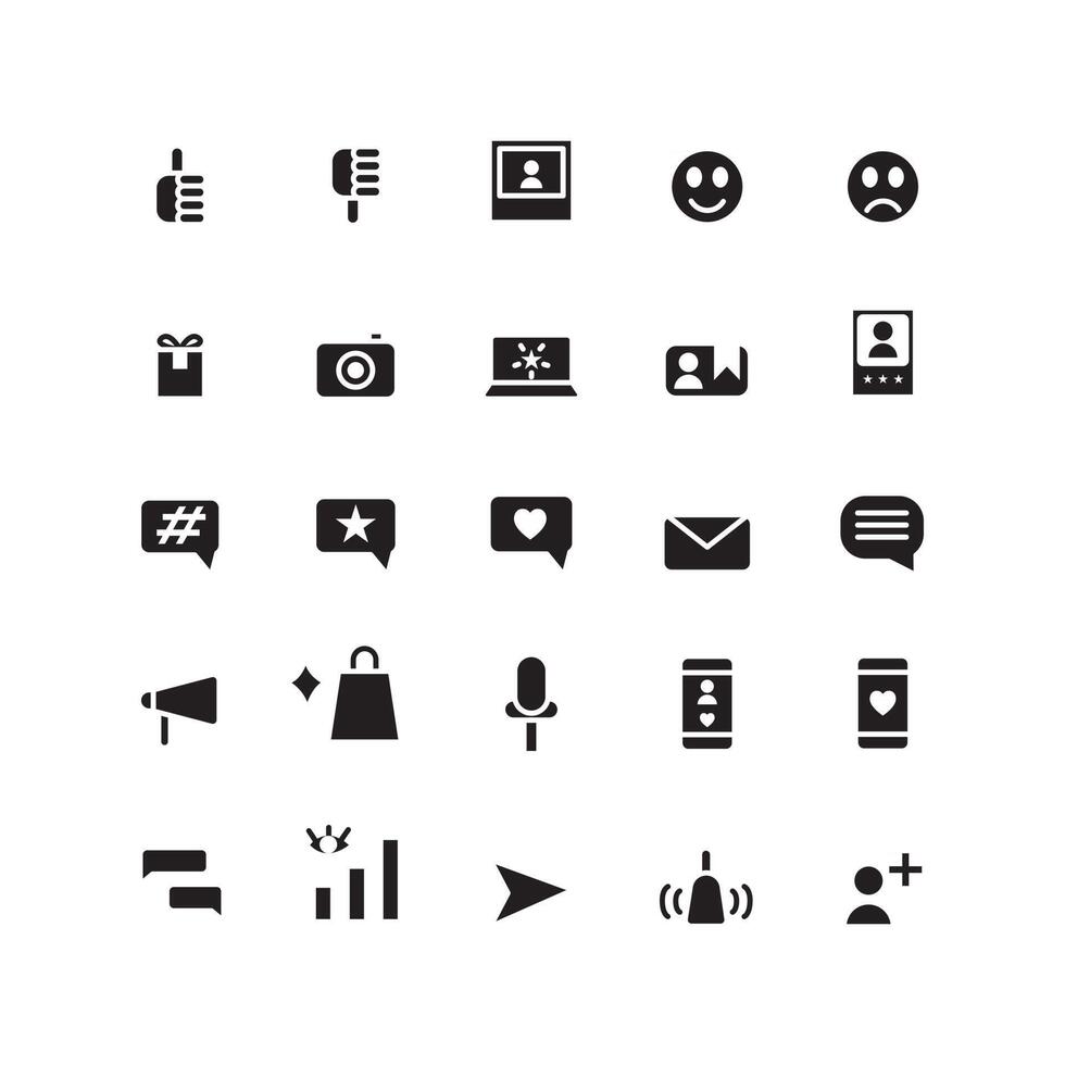 Influencer icon set vector solid for website mobile app presentation social media Suitable for user interface and user experience
