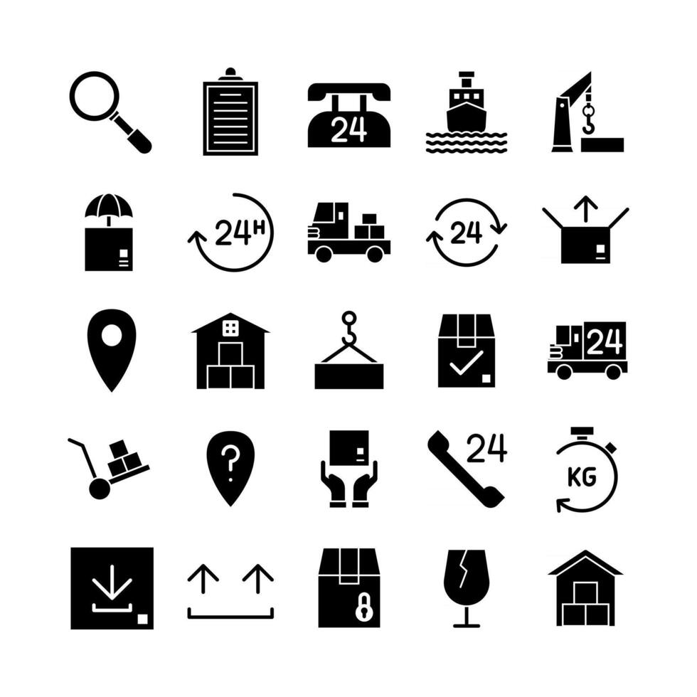 Logistic icon set vector solid for website mobile app presentation social media Suitable for user interface and user experience